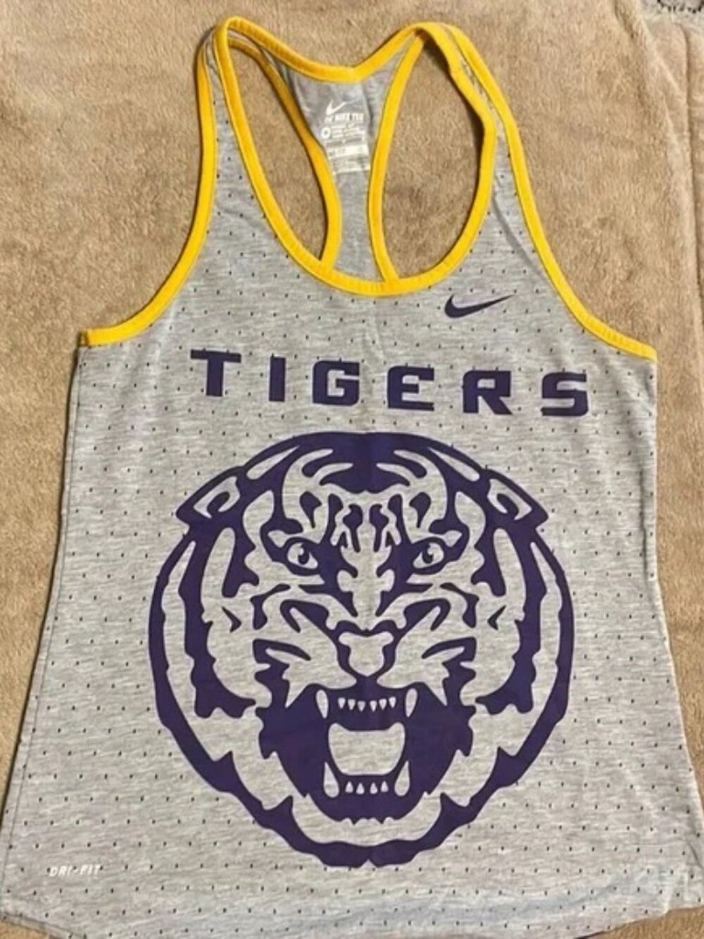 Women's Nike Gray LSU Tigers Dri-Blend Gear Up Performance Tank Top